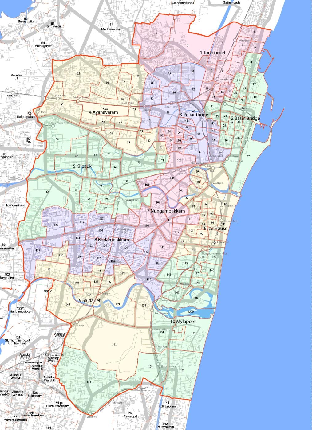 lebih besar Chennai corporation peta