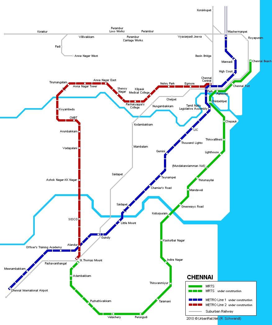 Chennai stasiun metro peta