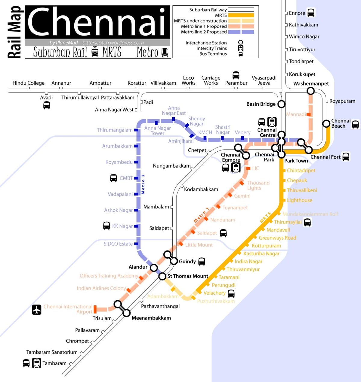 Chennai metro rail rute peta