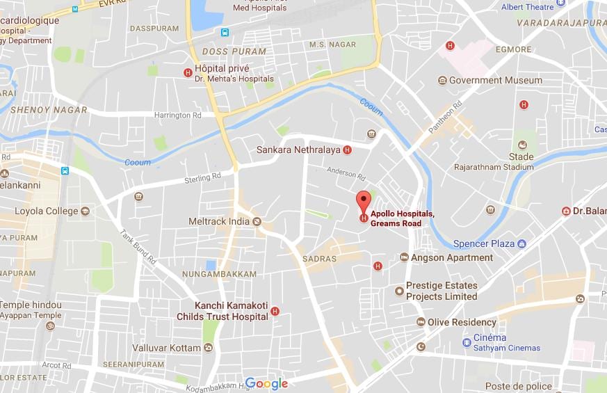 Rumah sakit Apollo Chennai nungambakkam peta