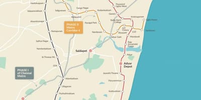 Chennai Metro rail peta rute tahap 2